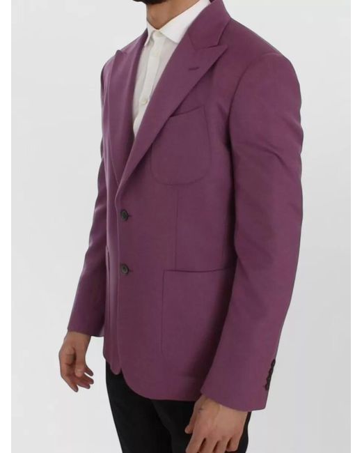 Dolce & Gabbana Purple Cashmere Silk Slim-Fit Blazer for men