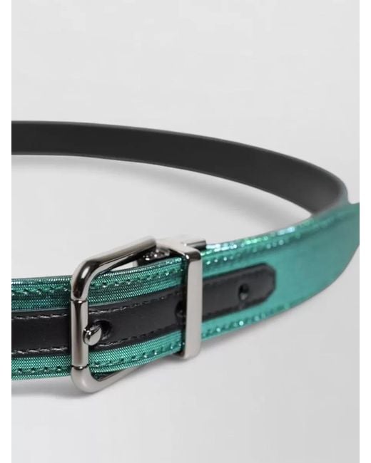 Dolce & Gabbana Green Textured Polyester Belt Metal Buckle Design for men