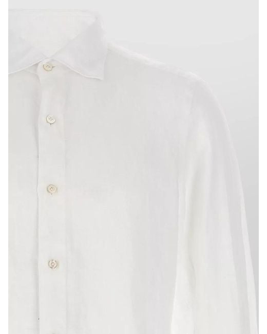 Finamore 1925 White Gaeta Long Sleeves Shirt for men
