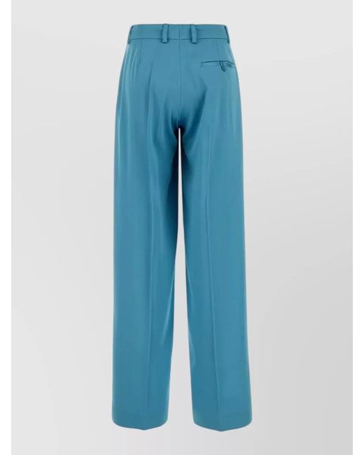Stella McCartney Blue Satin Wide-Leg Trousers
