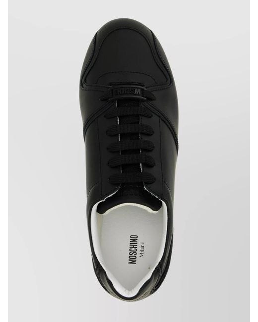 Moschino Black Leather Low-Top Sneakers for men