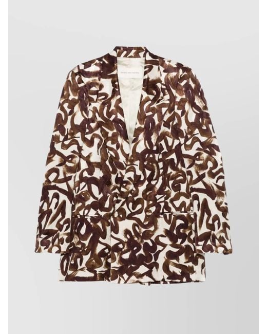 Dries Van Noten Women's White Sophisticated Jacquard Patterned Jacket