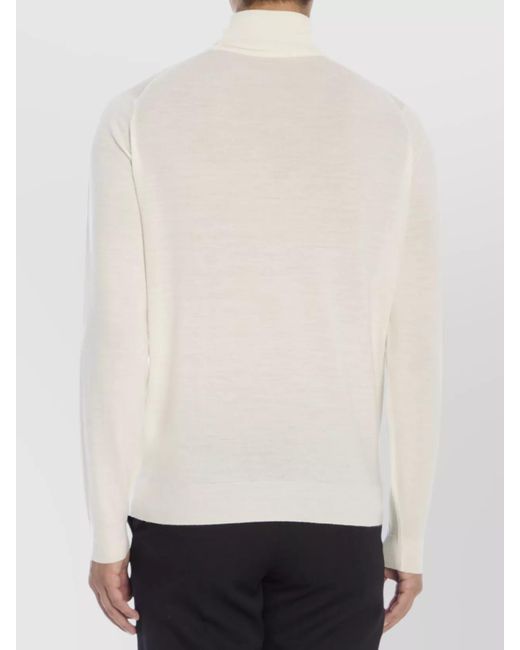 John Smedley White Merino Wool Ribbed Turtleneck Regular-Fit Sweater for men