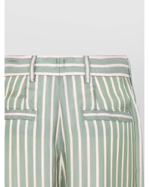 Dries Van Noten Green Pen Striped High Waist Wide Leg Trousers