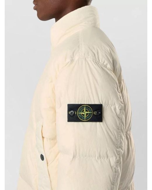 Stone Island Natural Crinkle Reps Nylon Padded Long Coat for men