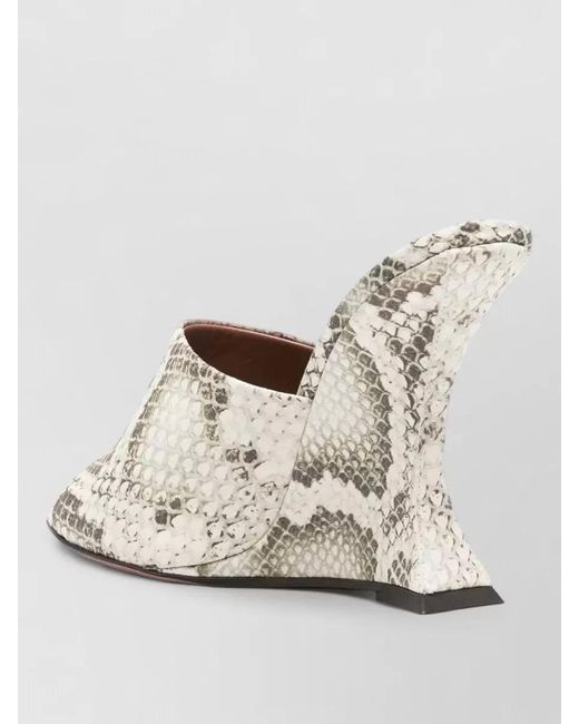 Paris Texas White Python Print Wedge Heel Open Toe Mules
