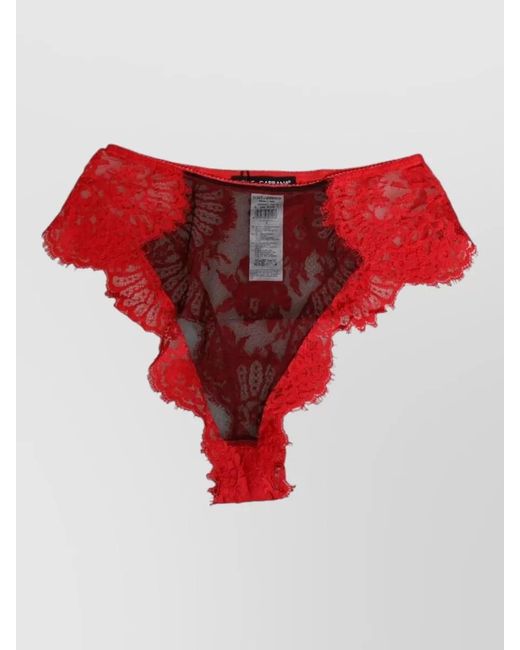Dolce & Gabbana Red Floral Lace Briefs