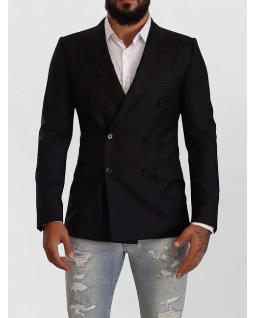 Dolce & Gabbana Black Martini Double Breasted Wool Blazer for men