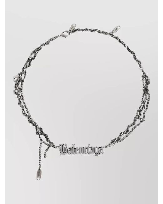 Balenciaga Multicolor Layered Text Charm Necklace Adjustable Length for men