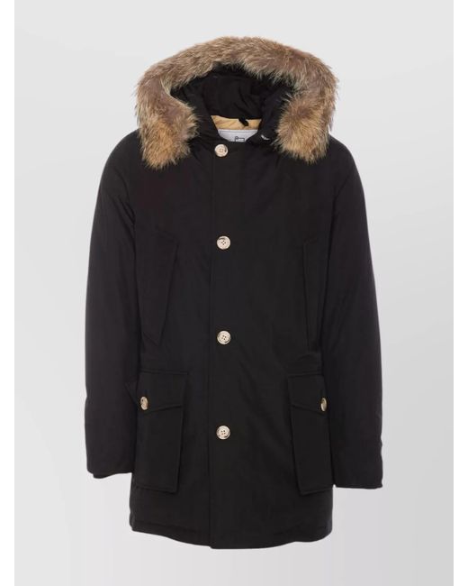 Woolrich Black Down Hooded Parka for men