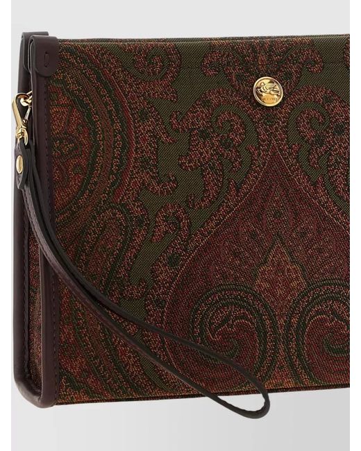 Etro Brown Medium Jacquard Pouch Clutch Bag Wristlet