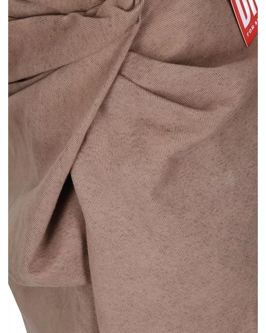 DIESEL Brown Denim Draped Side-Slit Maxi Skirt