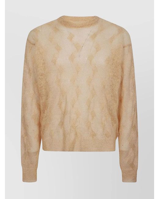 Stussy Natural Wool Blend Crew Neck Jumper With Geometric Pattern for men