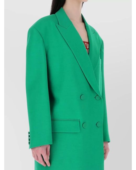 Valentino Garavani Green Silk Oversized Double-Breasted Blazer