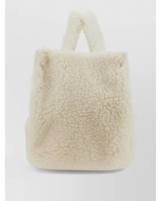 Sunnei Natural Shearling Tote Bag Adjustable Strap Handles
