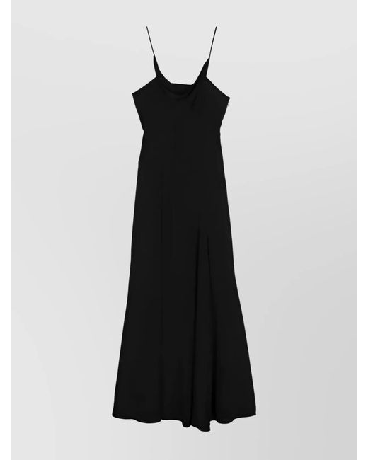 Isabel Marant Black Silk Crepe Paneled Cutout Cowl-Neck Maxi Dress