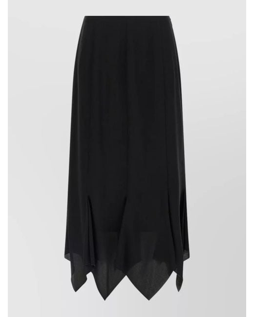 Valentino Garavani Black Crepe De Chine Skirt Asymmetric Hem