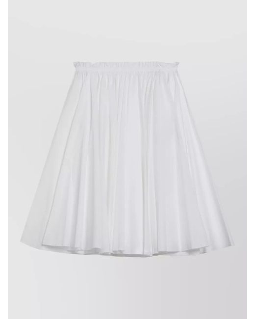 AMI White Cotton Skirt Full Silhouette Pleated Design