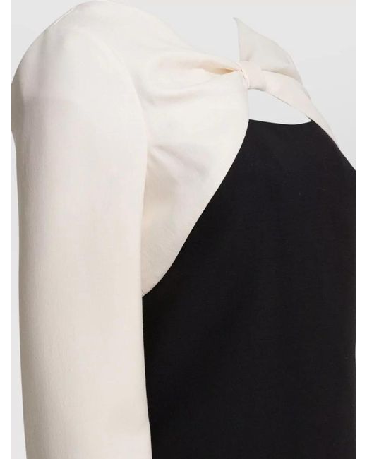Valentino Garavani Black Crepe Couture Dress Boat Neckline Bow