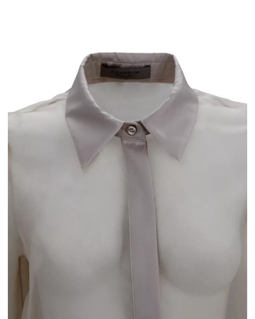 D.exterior Gray Relaxed Fit Long Sleeve Sheer Shirt