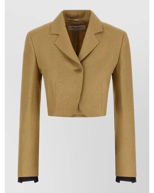 Max Mara Natural Mxsbuono Tailored Blazer Cropped Long Sleeves