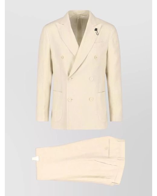 Lardini Natural Tailored Suit Double Breasted Notch Lapel for men