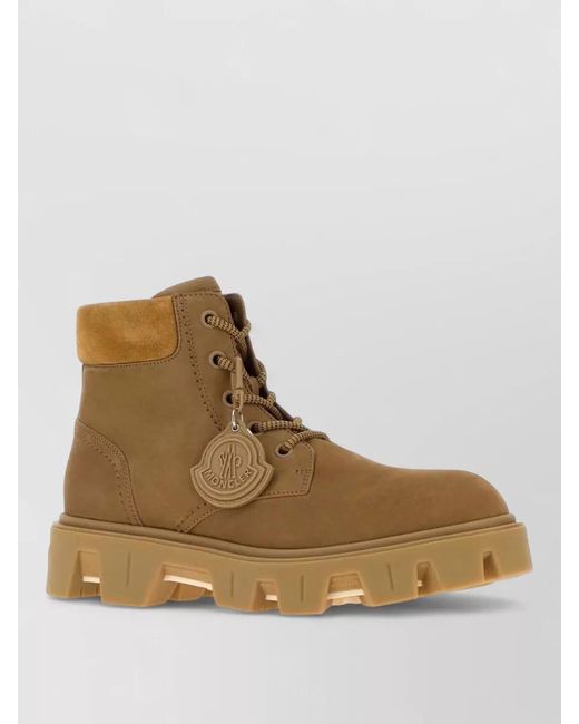 Moncler Brown Suede Leather Ankle Boots for men