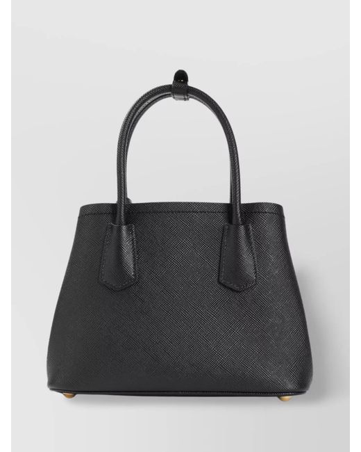 Prada Black Double Calf Leather Shoulder Bag
