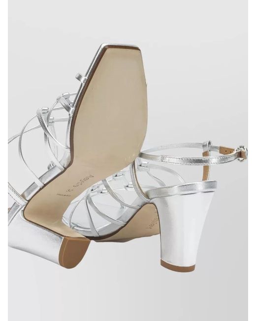 Aeyde Gray Acacia 75Mm Heeled Sandals Metallic Finish