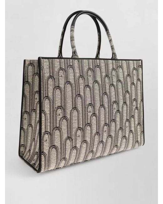 Furla Gray Patterned Tote Bag Featuring Top Handles