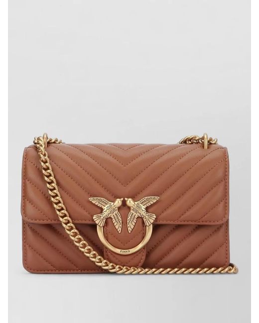 Pinko Brown Love Bag One Mini Leather Shoulder Bag