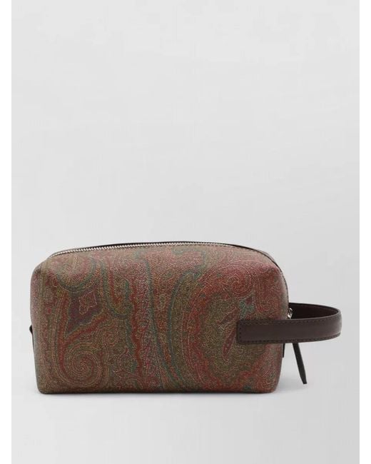 Etro Brown Canvas Travel Pouch for men