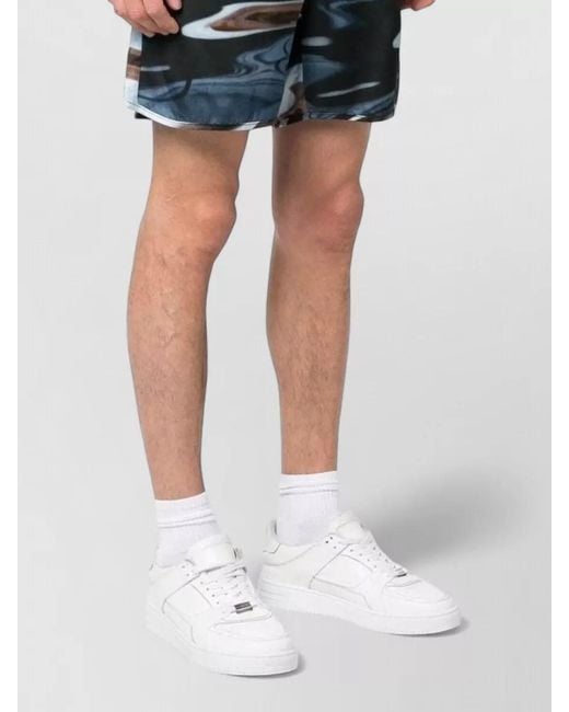 BLUE SKY INN Blue Printed Viscose Track Shorts for men