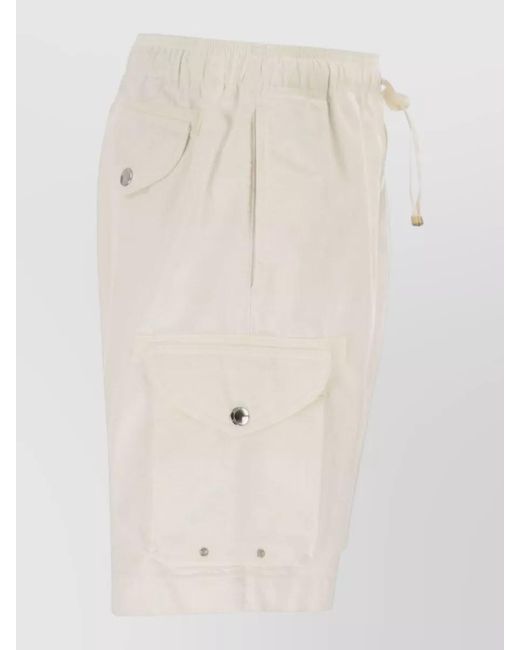 Brunello Cucinelli Natural Cotton Shorts Elastic Waistband Multiple Pockets for men