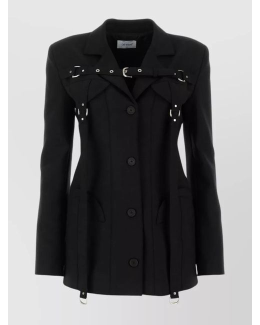 Off-White c/o Virgil Abloh Black Wool Blend Single-Breasted Blazer