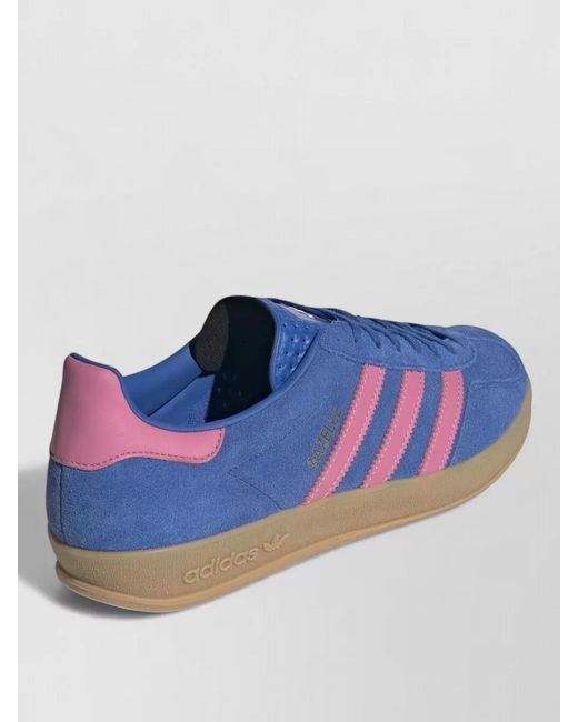 Adidas Originals Blue Suede Sneakers Contrast Stripes Rubber Sole for men