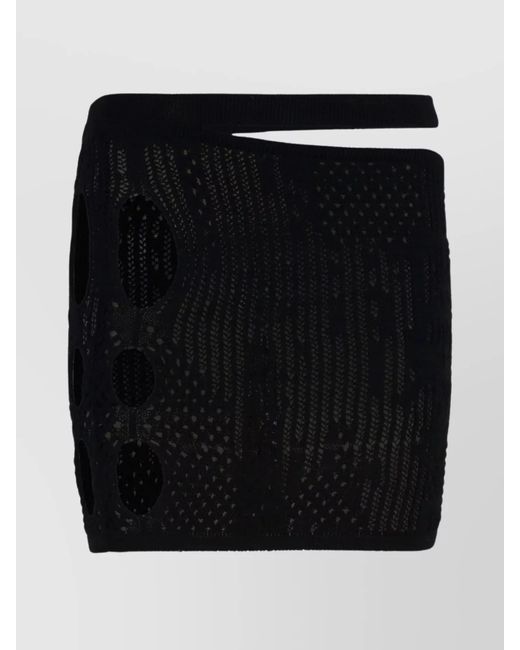 Roberta Einer Black Knitted Cutout Mini Skirt