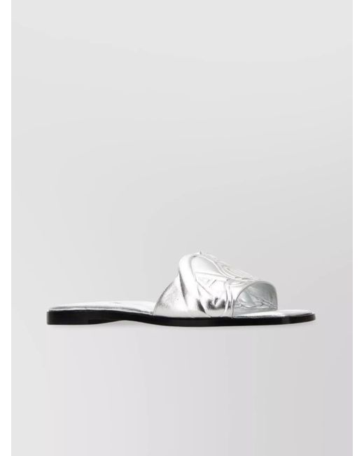 McQueen White Leather Flat Sandals
