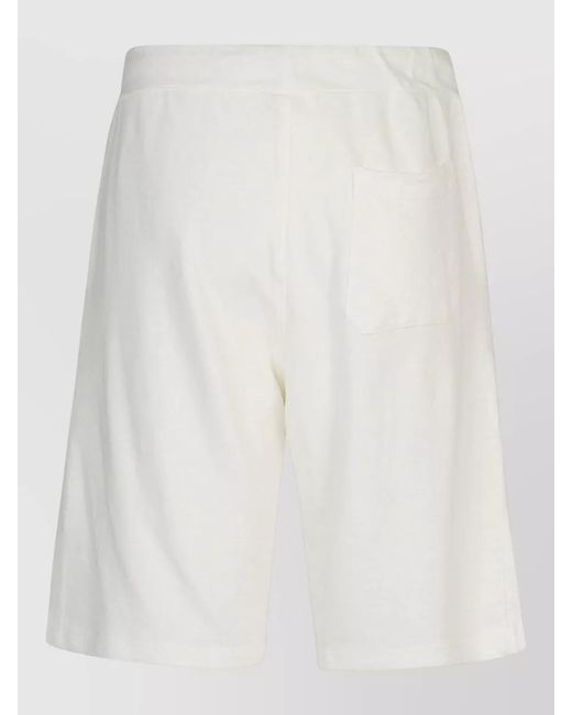 Original Vintage White Linen Cotton Shorts Elastic Waistband Back Pocket for men