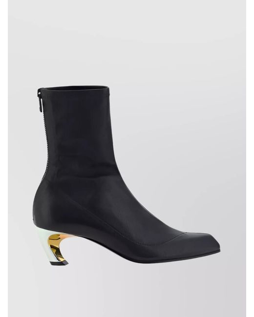 McQueen Black Leather Armadillo Ankle Boots