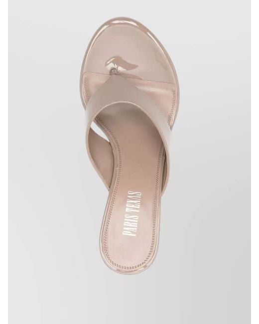 Paris Texas Natural Lidia Thong Mules Open Toe Patent