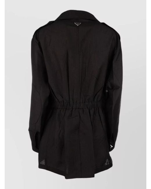 Prada Black Coat And Gilet Adjustable Waist Epaulettes