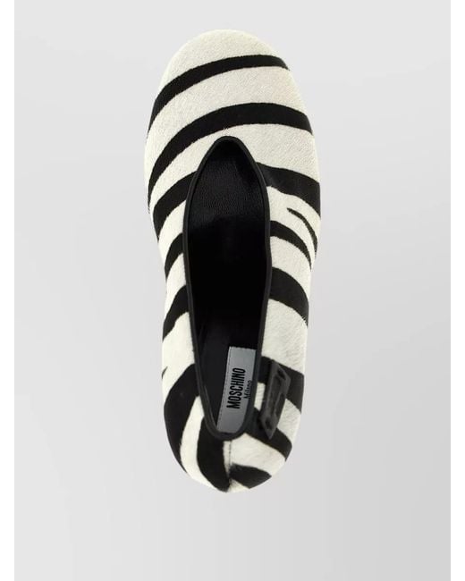 Moschino Black Closed Toe Pumps Zebra Pattern Heel