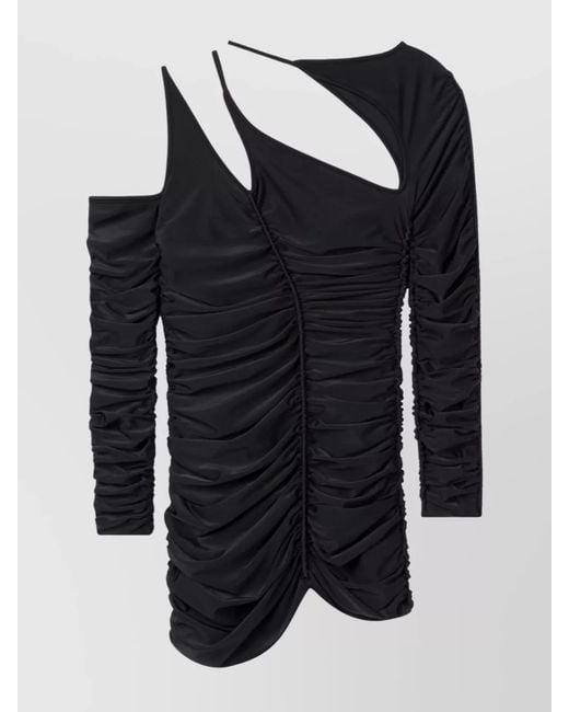 AZ FACTORY Black Asymmetric Cutout Long-Sleeve Top