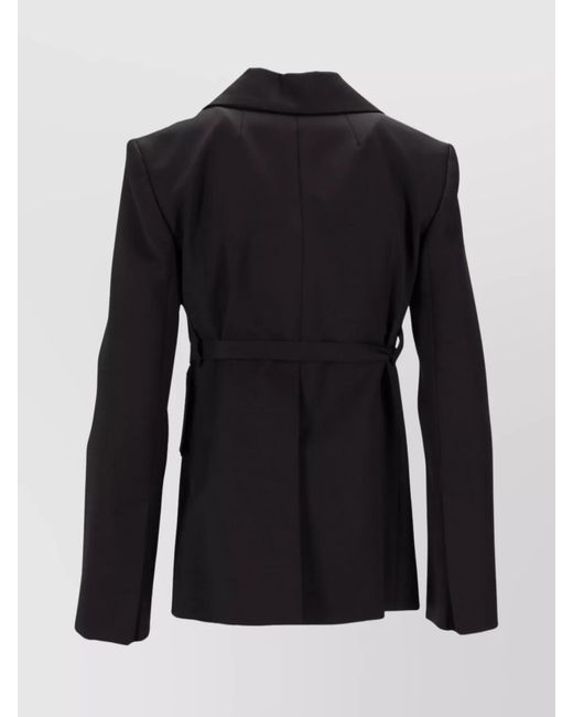 Patou Black Wool Fitted Belted Blazer