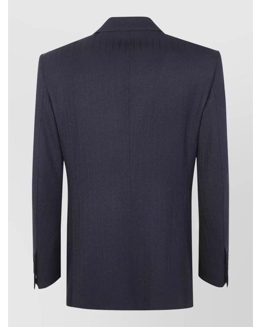 Tom Ford Blue Satin Stripe Double Breasted Tailored Jacket for men