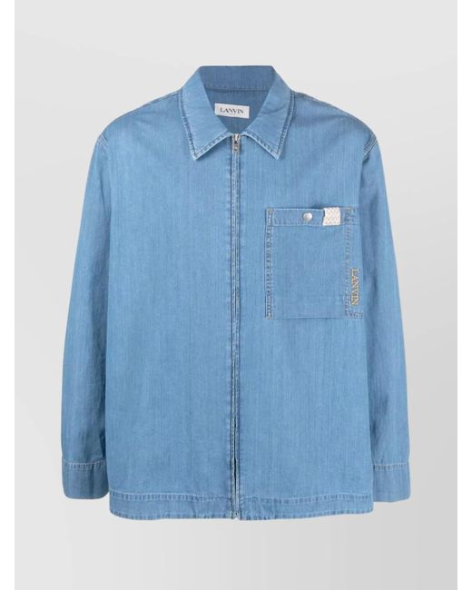 Lanvin Blue Denim Shirt Detail Button for men