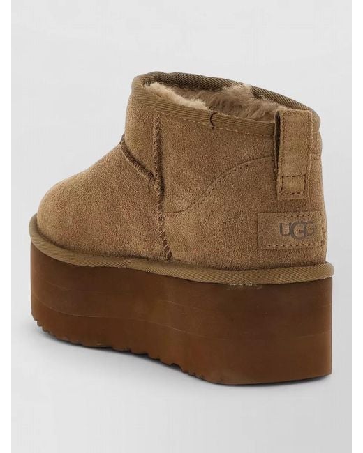 Ugg Brown Leather Platform Ankle Boots
