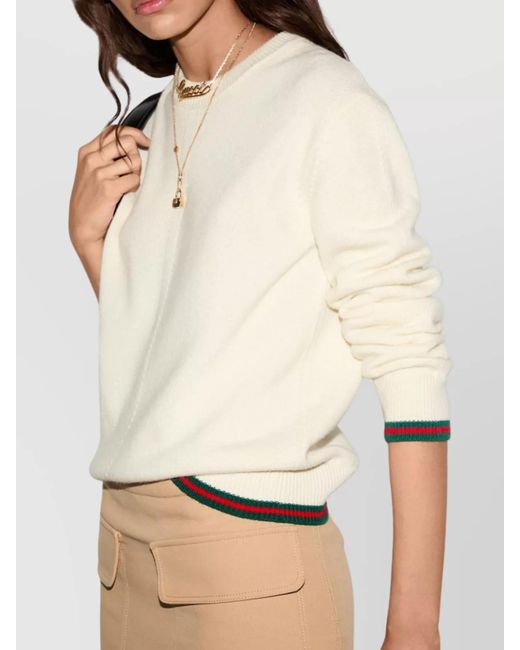 Gucci Natural Cashmere Wool Crew Neck Jumper