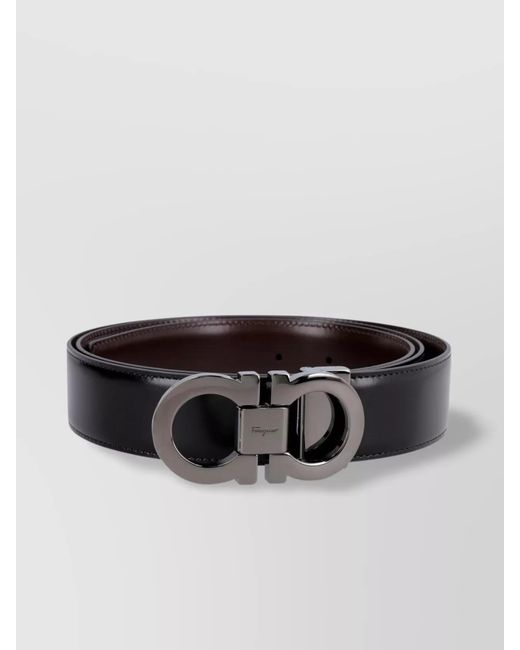 Ferragamo White Reversible Leather Belt for men